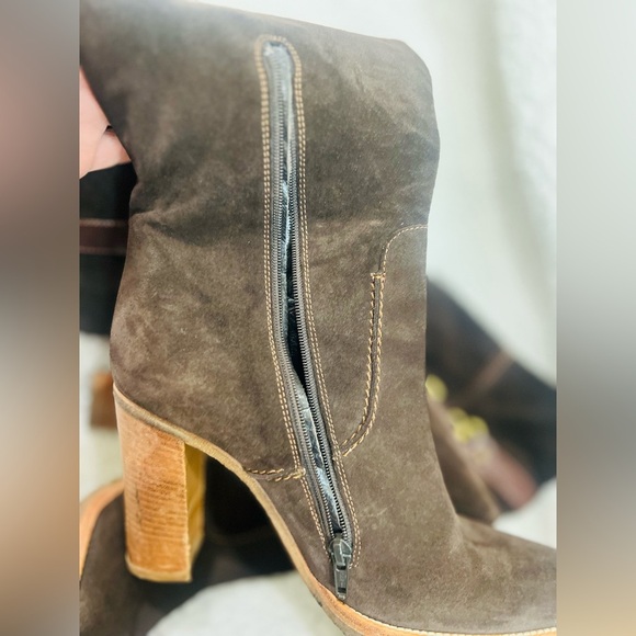 Vintage Brown leather upper boots size 9.5 to 10 fits very good condition - Picture 6 of 14